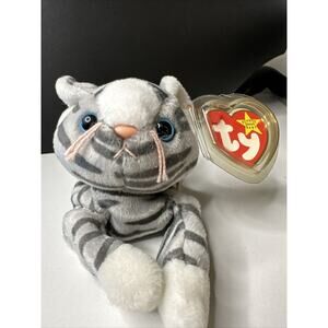 TY Beanie Baby - PRANCE the Gray Tabby Cat born November 20, 1997